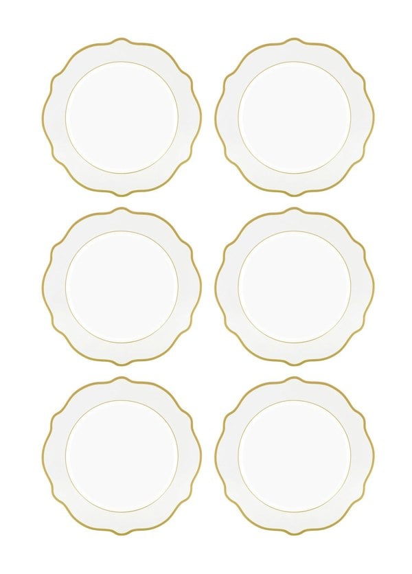 Rozi Jaswely Collection Porcelain Dinner Plates, Set of 6 (White)