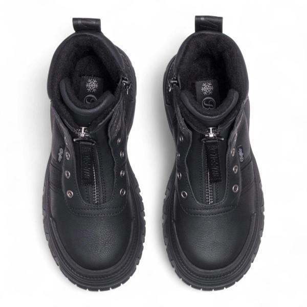 Buffalo Womens Black Chunky Platform Front Zip High Ankle Combat Boots - Fusion