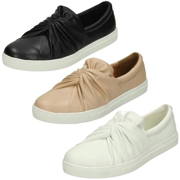 Spot On Ladies Spot On Twist Vamp Slip On Plimsolls