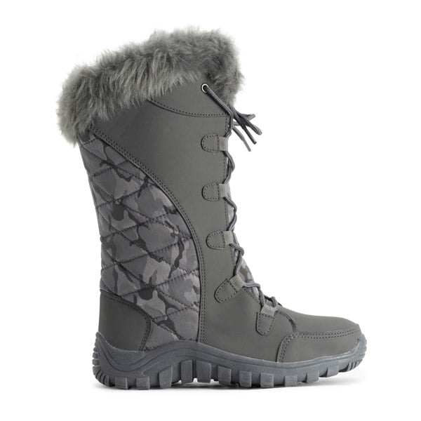 VIVA Women's Quilted Lace Up Waterproof Black Outdoor Cuff Snow Rain Boot