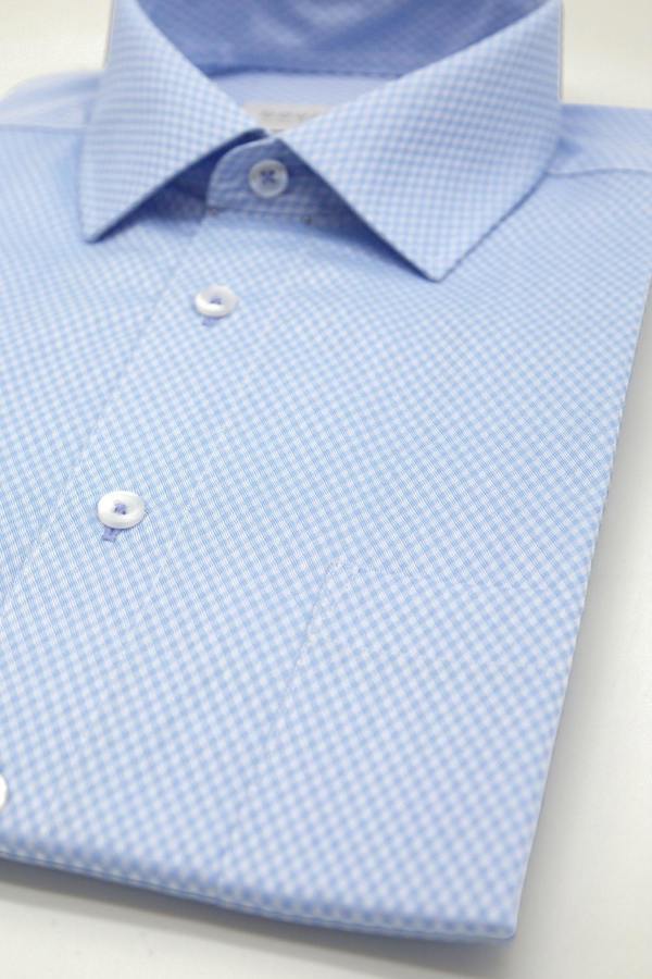Blue Textured Cotton Long Sleeve Shirt