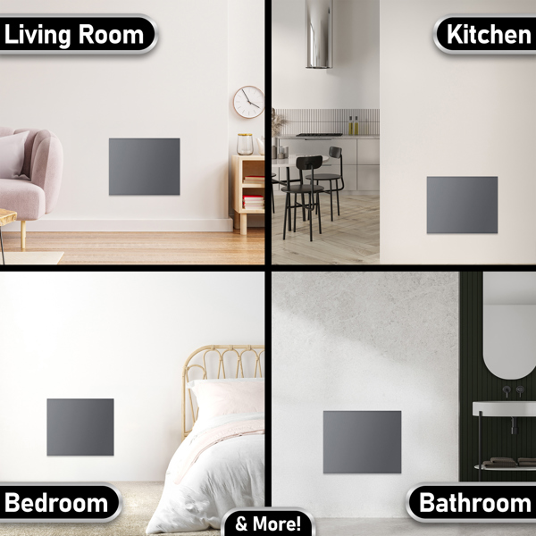 MYLEK Electric Radiator Panel Heater Grey WIFI Smart APP Eco 1000W Bathroom Safe Wall Mounted Timer Thermostat
