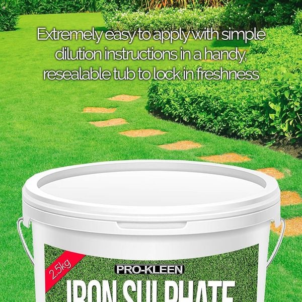 ProKleen Pro-Kleen Iron Sulphate 2.5KG PREMIUM Ferrous Pure Lawn Tonic- Lawn Conditioner and Turf Hardener. Damp Grade