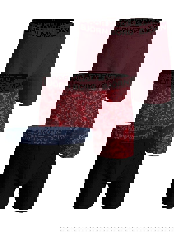 Bjorn Borg 3-Pack Floral Print Boxer Trunks, Burgundy/black