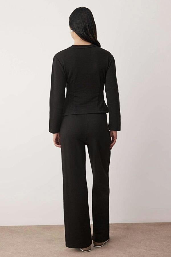 WOVCOR 2-Piece Peplum Top & Straight Cut Bottom Knitted Set