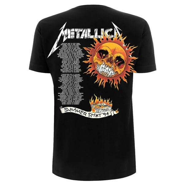 Metallica Unisex Adult Flaming Skull Tour ´94 T-Shirt - Black