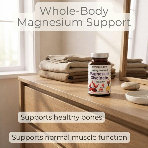 Dietapplements Magnesium Glycinate & Vitamin B6 for the Nervous System & Fatigue