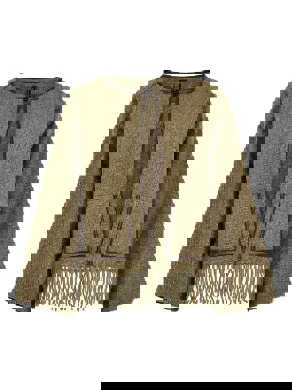 GWD Meredith Wool Blend Tassel Jacket – Olive Herringbone