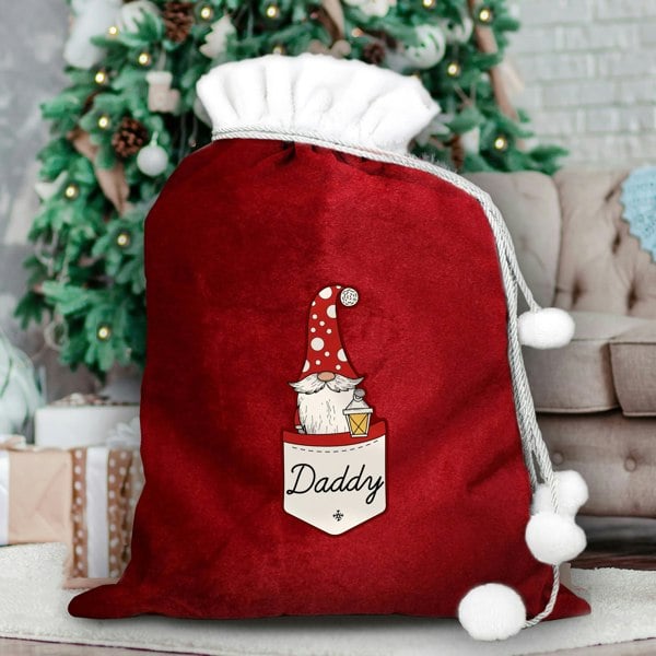 Personalised Memento Company Personalised Gonk Family Red Christmas Sack - Male