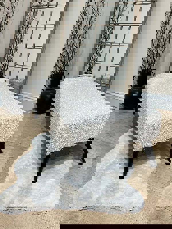 Premium teddy bear fluffy creamy white plain Footrest