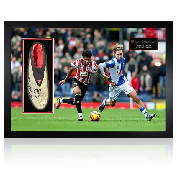 Rhian Brewster Signed & Match-Worn Sheffield United Boot Iconic Frame #2