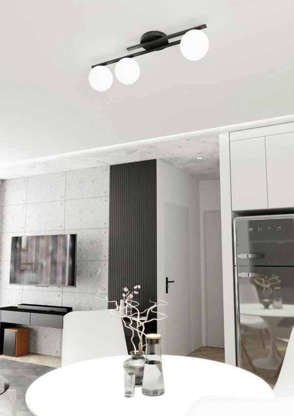 Emibig KAIRO Ceiling lamp 3 x E14 Black with White Shade