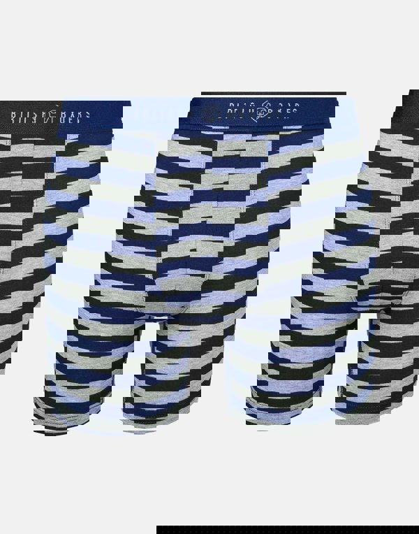British Boxers Multipack 4 Pairs of Men's Bamboo Stretch Trunks – Navy & Grey Marl Stripes