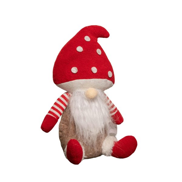 Samuel Alexander 28cm Red and White Sitting Christmas Gonk with Mushroom Hat