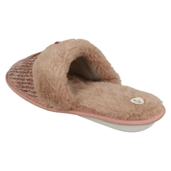 Spot On Ladies Spot On Faux Fur Cuff Mule Slippers X2113