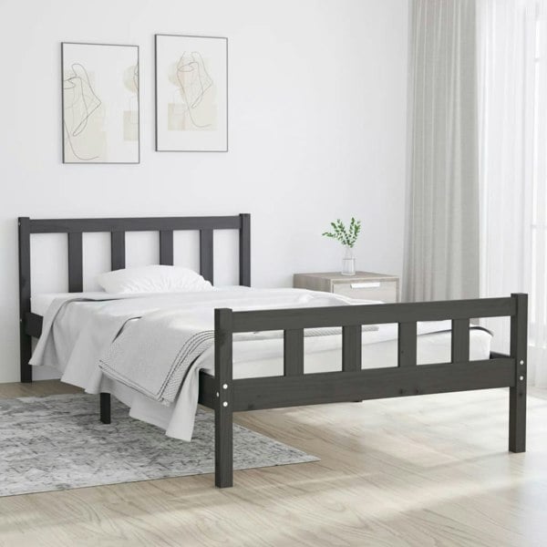 Berkfield Bed Frame Grey Solid Wood 100x200 cm