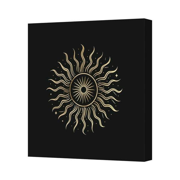 Benjamin Tate Design Sunburst Gold On Black Canvas Wall Art Print Handcrafted In Britain