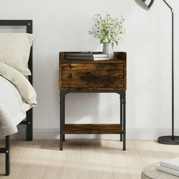 Berkfield Bedside Table Smoked Oak 40.5x31x60 cm Engineered Wood