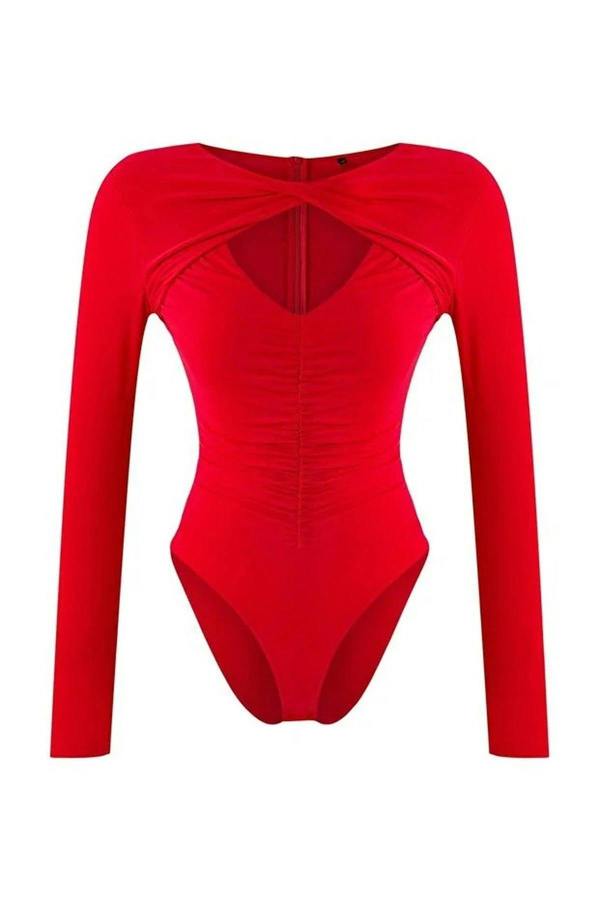 WOVCOR Knit Bodysuit with Cut-Out Detail