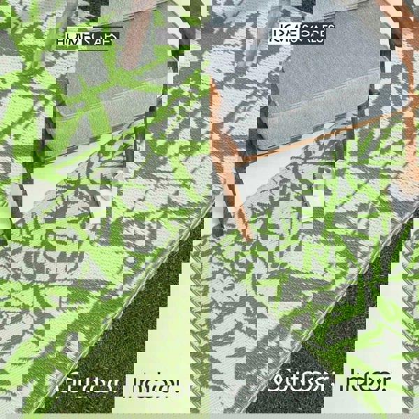 HOMESCAPES Outdoor Rug Luxury Waterproof Reversible Recycled, For Garden, Zena Tropical