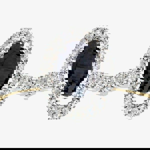 T. H. Baker 9ct Yellow Gold Blue Sapphire Oval Cluster 0.25ct Diamond Ring PR05647Y SA