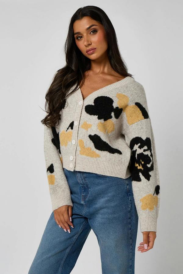 Urban Bliss Floral Grey Cardigan