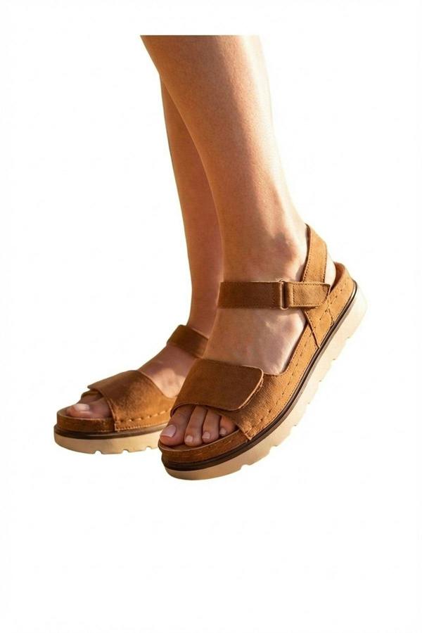 Violet Suede Platform Sandals - Camel_wb