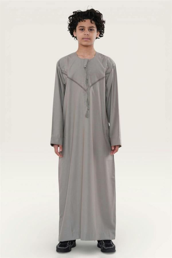Infinity Leather Kids Boys Moroccan Embroidered Djellaba Islamic Jubba Robe Tassel Ramadan Thobe