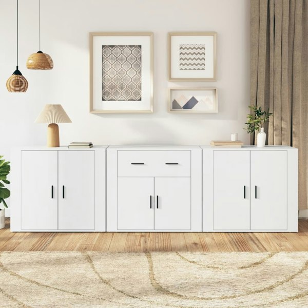 Berkfield Sideboards 3 pcs White Engineered Wood