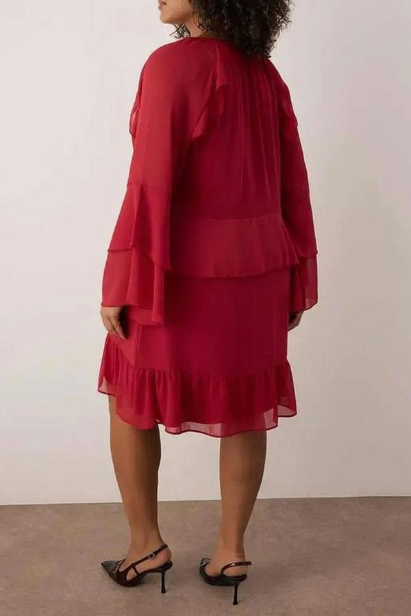 WOVCOR Chiffon Woven Plus Size Dress