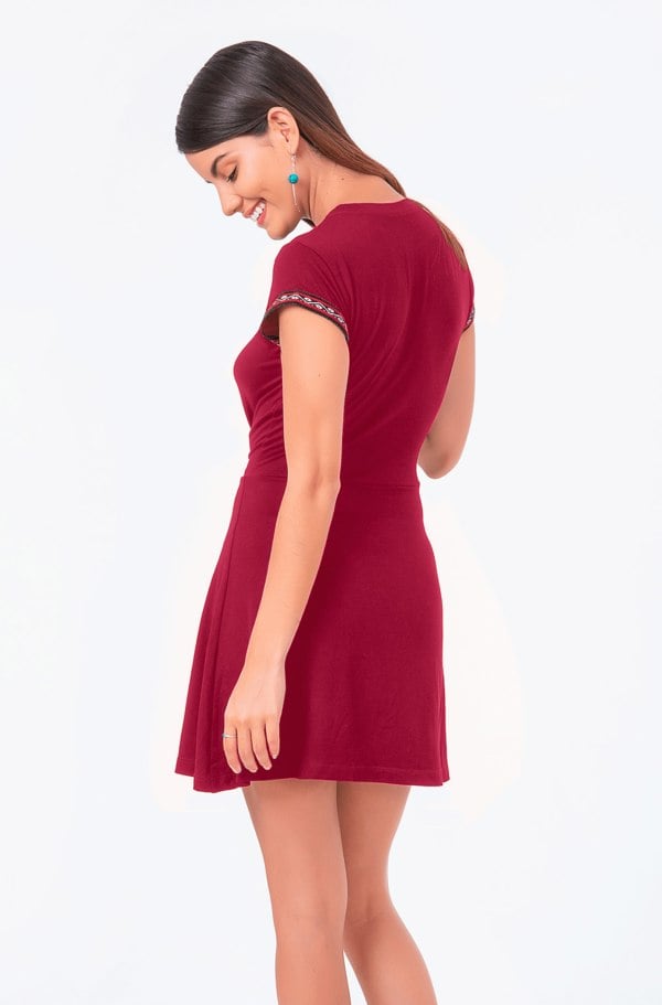 Handmade Stories Burgundy skater dress
