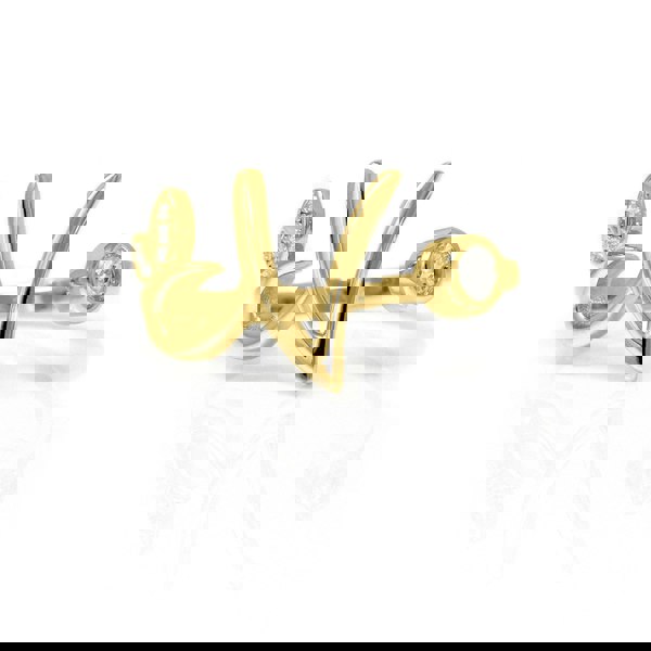 Say It With Adjustable Winged Initial Ring - Yellow Gold Plated