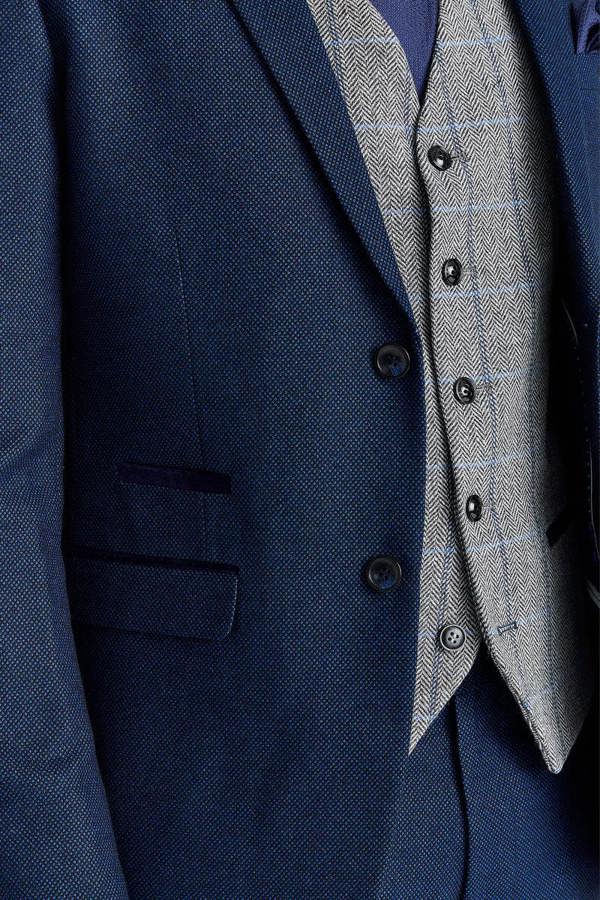 Paul Andrew Arthur Navy Suit with Harris Grey Tweed Waistcoat