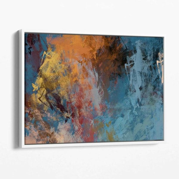 Artze Wall Art Abstract Blue and Orange Canvas Wall Art Print