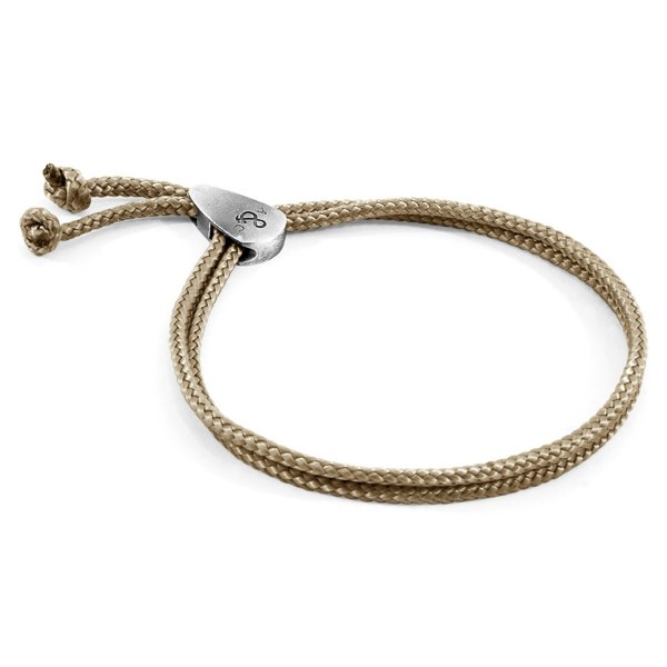 Anchor & Crew Sand Brown Pembroke Silver and Rope Bracelet