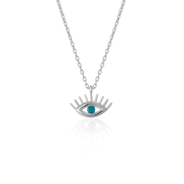 Spero London Turquoise Blue Eye Evil Eye Sterling Silver Necklace