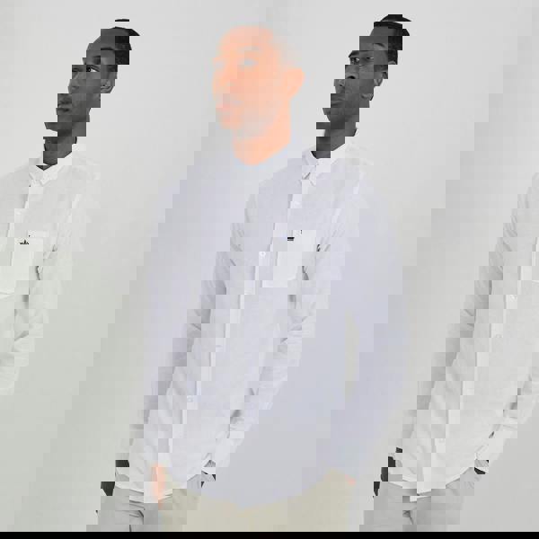 Brave Soul White Cotton Long Sleeve Oxford Shirt - White Image 1