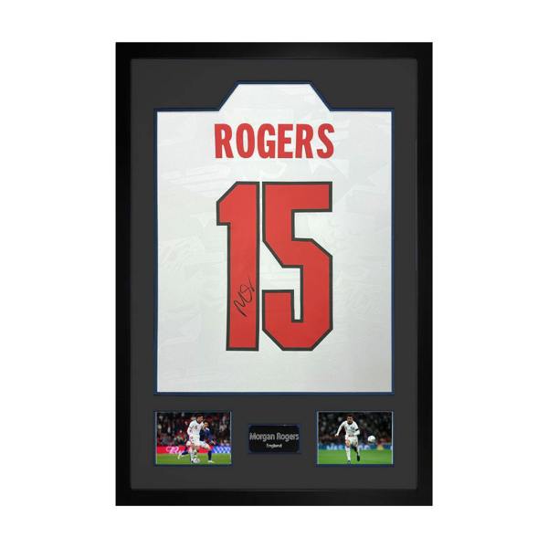 Morgan Rogers Signed England Home Shirt Premium Frame