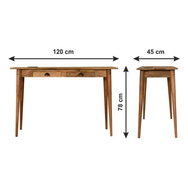 Artisan Furniture Solid Wood 2 Drawer Cable Writing Desk