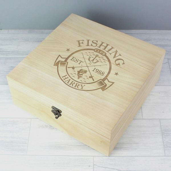 Abode Home & Gifts Personalised 'Fishing Club' Keepsake Box