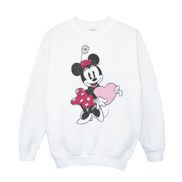 Disney Girls Minnie Mouse Love Heart Sweatshirt - White