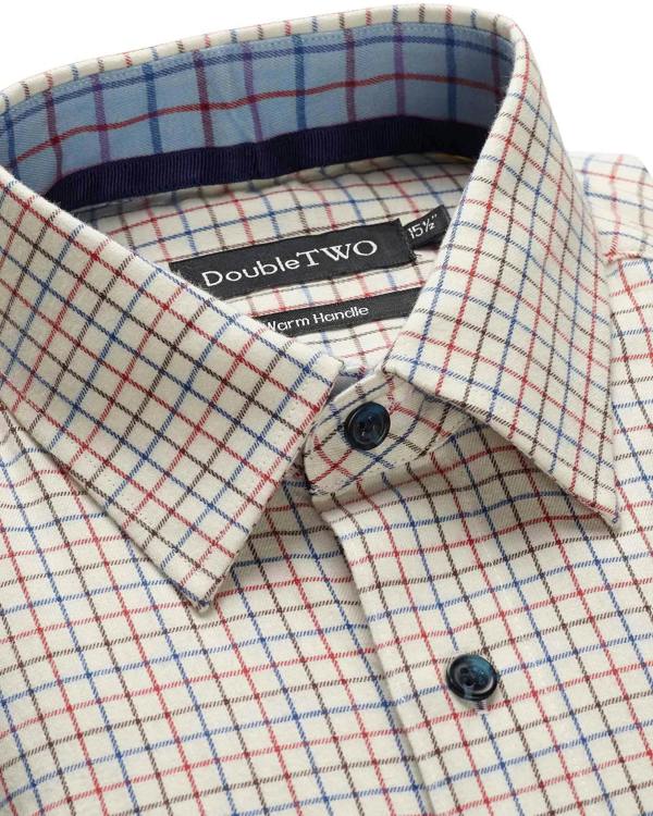 Men's Rust Tattersall Check Warm Handle Shirt collar