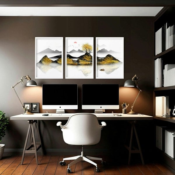 Home office decor ideas | set of 3 Japanese wall art