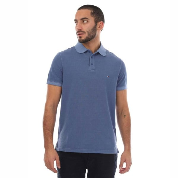 Tommy Hilfiger Mens Garment Dyed Regular Polo Shirt - Blue
