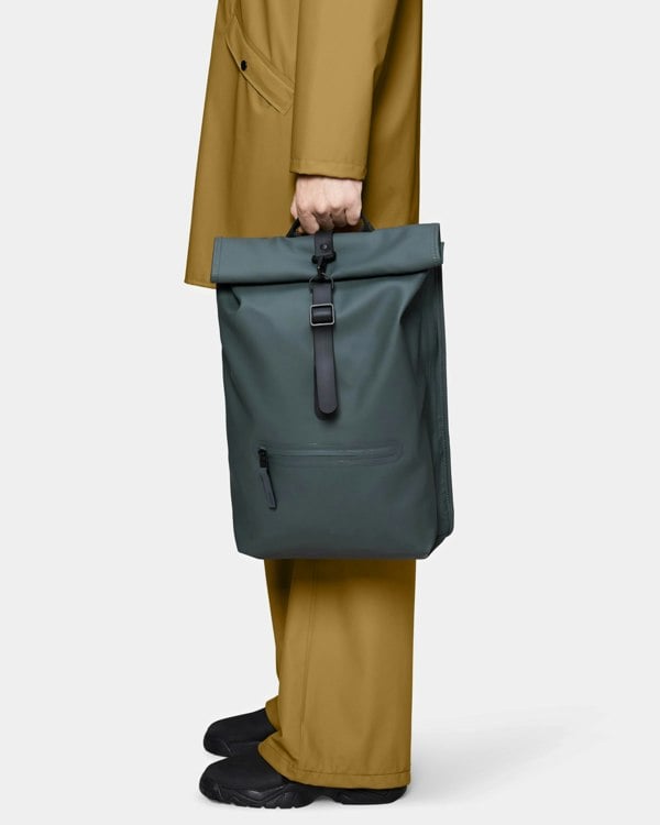 Rains Unisex Rolltop Rucksack - Dark Grey 153 - CHO - Designer Unisex Bags