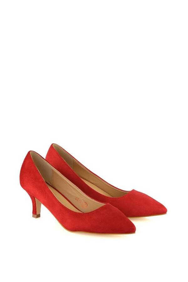 XY LONDON Pointed Toe Low Stiletto Kitten High Heel Court Shoes