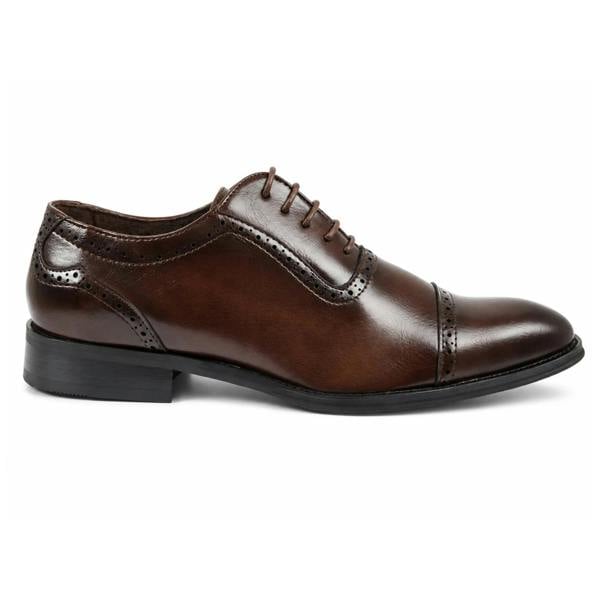 Dolcetto Men's Vegan Leather Formal Lace-Up Oxford Shoes - Brown