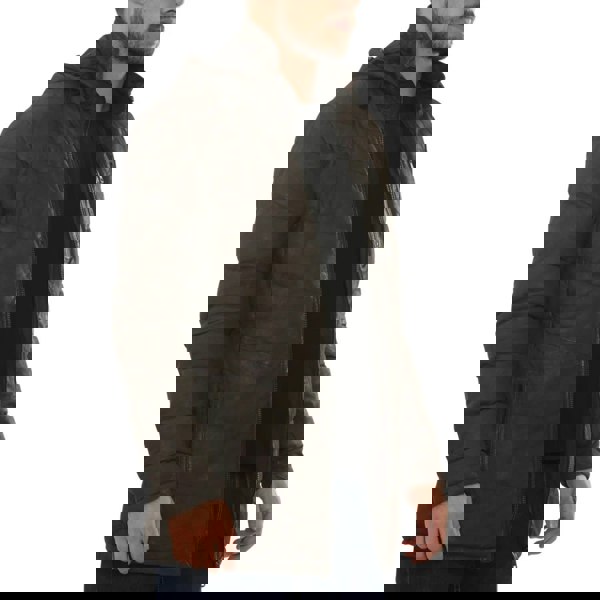 Leather Company Men's Leather Puffer Jacket Hooded Quilted Winter Coat