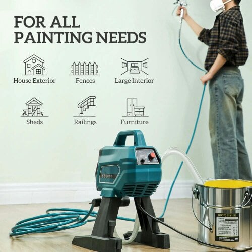 Bobobiy Airless Paint Sprayer, Thinning-Free Electric Paint Spray Gun for Walls, 200 Bar High Pressure, 1.5L/min Flow Rate, 7.5m Hose, Blue