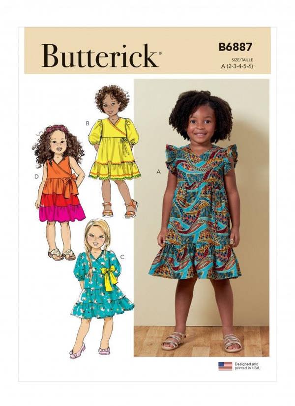 Butterick Sewing Pattern 6887, Dresses for Kids, A (2-3-4-5-6) - Easy